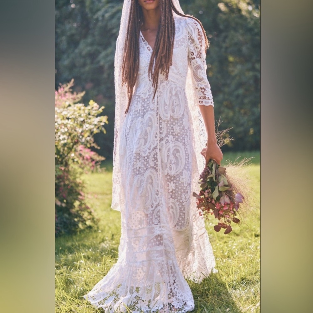 LAST CHANCE NWT LoveShackFancy Cloud Maxi Lace Crochet White Wedding Dress Gown